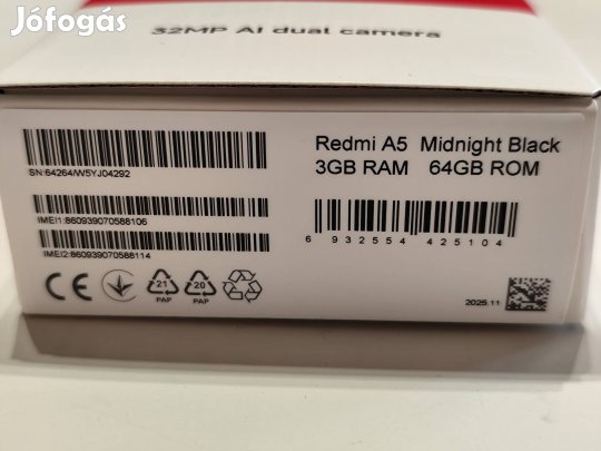 Vadonatúj Xiaomi Redmi A5 - 64GB - Midnight Black (Bontatlan)
