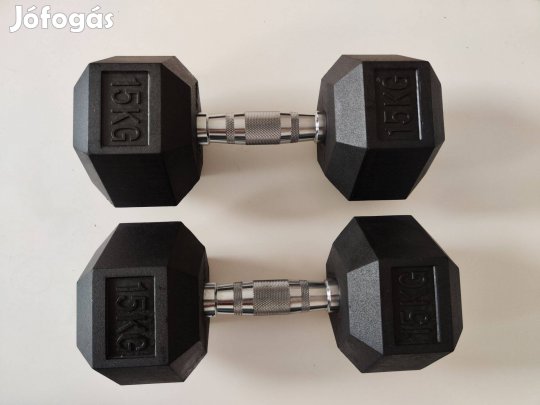 Vadonatúj! 2x15kg Hexa gumírozott kézisúlyzó