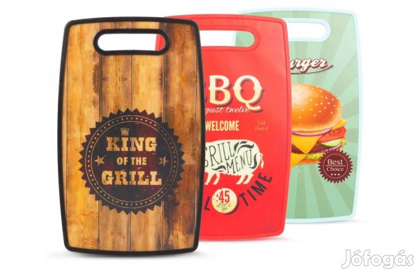 Vágódeszka akasztólyukkal és peremmel ellátott - 3 féle BBQ design