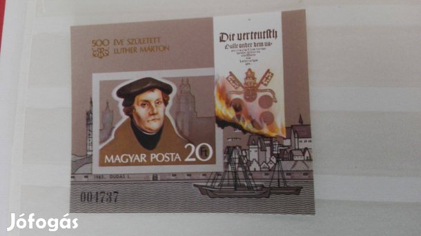 Vágott bélyeg blokk "Martin Luther" 1983-as ritka db