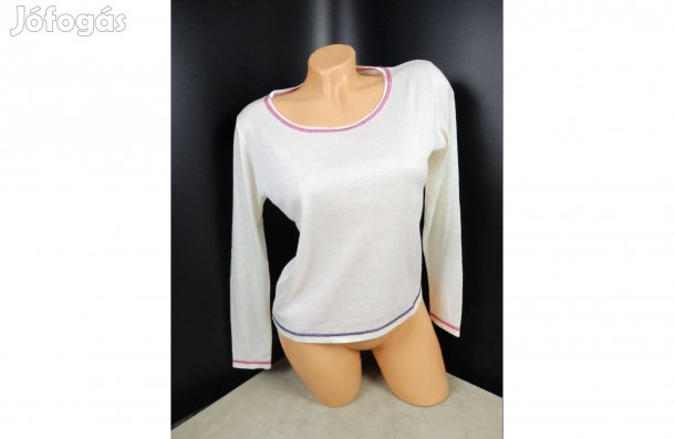 Vajszínű lila rózsaszín varrás hosszú ujjú női felső