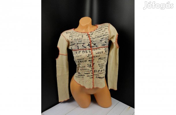 Vajszínű lyukas ujjú női felső top