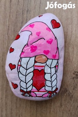 Valentin napi manó festett kő