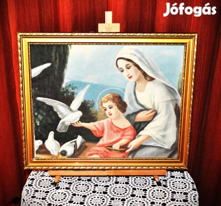 Vallási témájú falikép, szentkép nyomat, másolat,, keretben