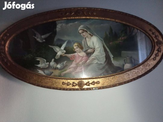 Vallási témájú kép, keretben