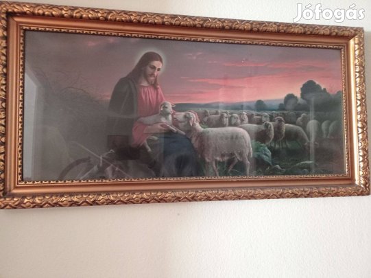 Vallási témájú kép, keretben