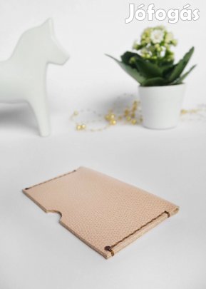 Valódi Bőr Bankkártyatok - Prégelt pasztell-lazac