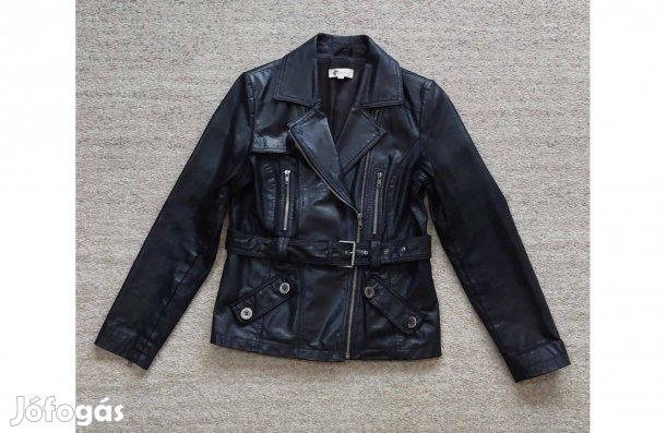 Valódi bőr 36-os fekete női bőrdzseki, szép állapotban eladó