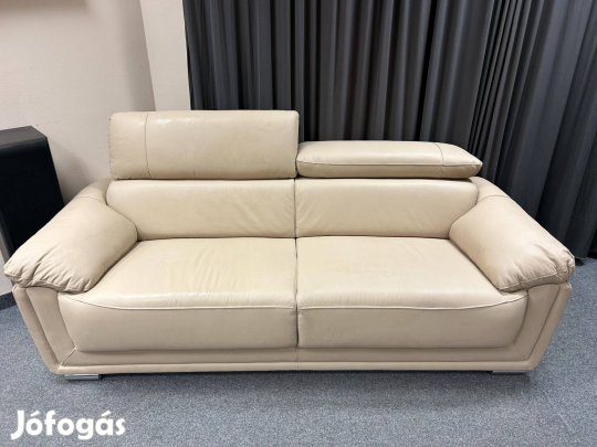 Valódi bőr 3 személyes kanapé, 210 cm, állítható fejtámla