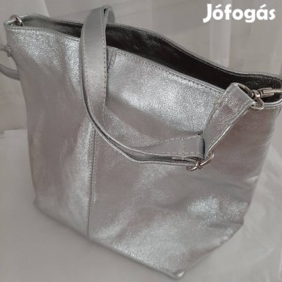 Valódi bőr , ezüst színű olasz táska - Vadonatúj !