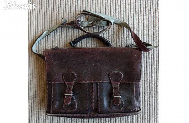 Valódi bőr aktatáska, válltáska - barna