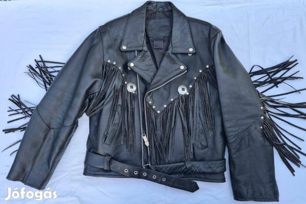 Valódi bőr chopper motoros dzseki - L-es méret, kifogástalan