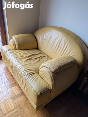 Valódi bőr fotel, sárga