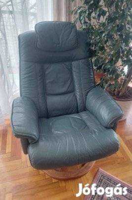 Valódi bőr pihenőfotel lábtartóval 2 db