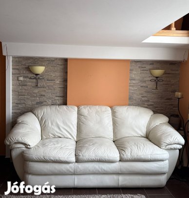 Valódi bőr ülőgarnitúra szett (kanapé + 2 fotel)