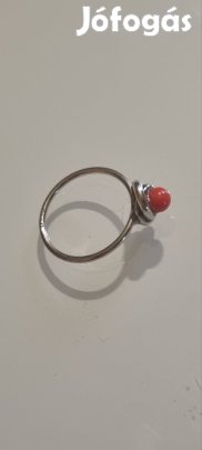 Valódi ezüst gyűrű korall 52-es