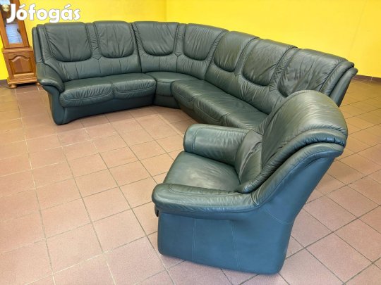 Valódi marhabőr sarokgarnitúra + fotel, újszerű állapotban