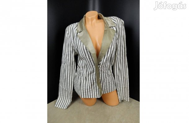 Vamalli zöld fehér csíkos női hosszú ujjú blézer zakó