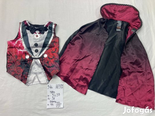 Vámpír jemlez, drakula jelmez, halloween jelmez 3-4 év AH377