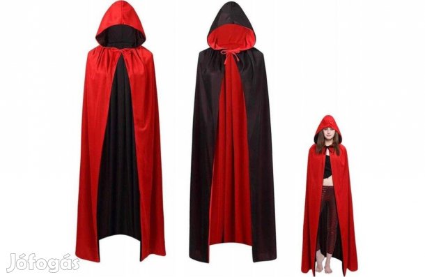 Vámpír köpeny kapucnival, vámpír foggal,Kétoldalas, kifordítható,Új
