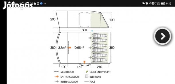 Vango Langley 600 xl 6 személyes sátor eladó
