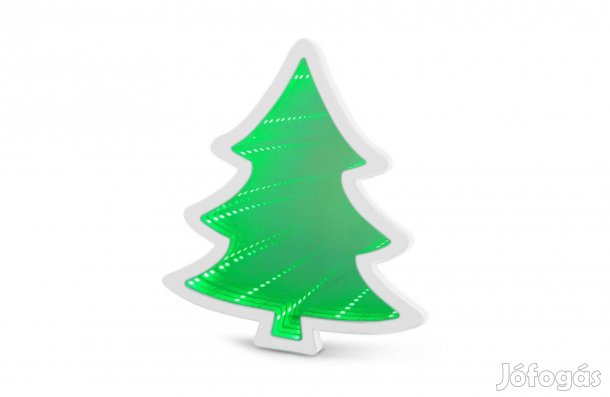 Varázstükör Zöld LED-es lámpa és tükör elemes karácsonyfa 19x17cm
