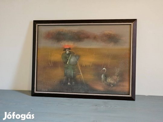 Várkonyi János Festő és a madár c. olajfestménye (50x70)