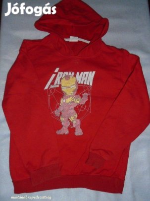 Vasember mintás kapucnis pulóver 10-11 évesre (méret 146 / 152)