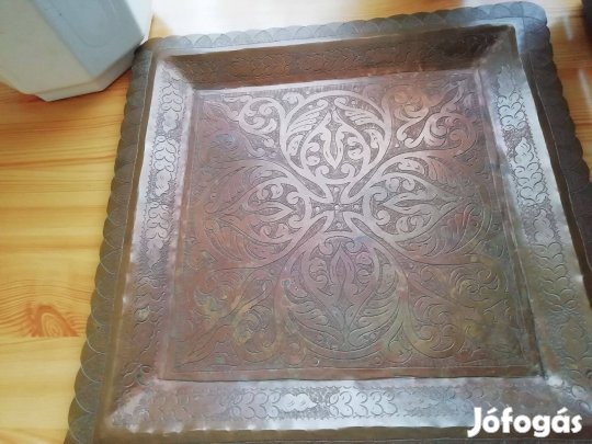 Vaskereszt mintával Régi nagyméretü Vörösréz tálca