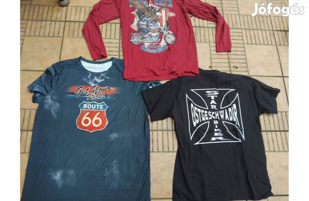 Vaskeresztes póló motoros Chopper póló L 3db
