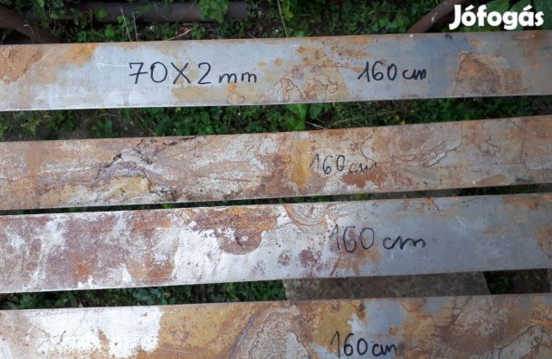 Vaslemez 70x2 mm -es új csíkok 160cm hosszban eladók !