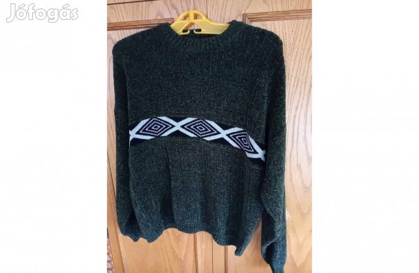 Vastag, zöld zsenilia férfi pulóver