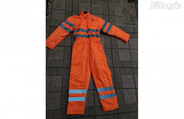 Vastag anyagú bélelt láthatósági kezeslábas munkás overál L