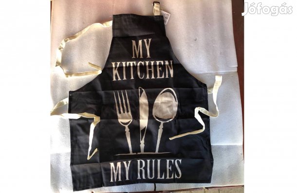 Vászonszerű Fekete Nyakbaakaszthatós 68x52cm szakács séf kötény