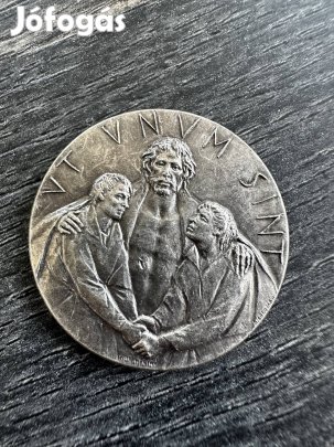 Vatikán 1975. 'Hogy Egyek Legyenek' Kétoldalas Ezüstözött Emlékérem 