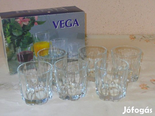 Vega üveg whisky's,üdítős pohár ( 6 db. )