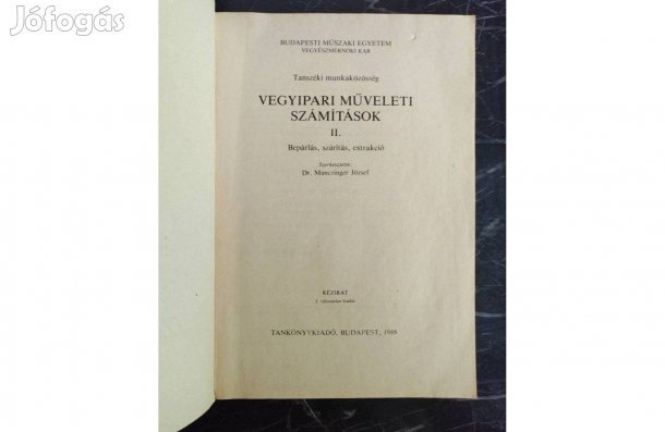 Vegyipari Műveletek, Számítások, Műszerezés 4 db. kézirat,