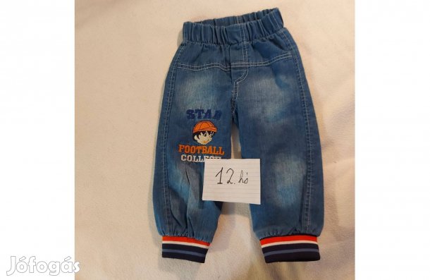 Vékony farmer nadrág, gumis derekú, kisfiúnak (1 évesnek)