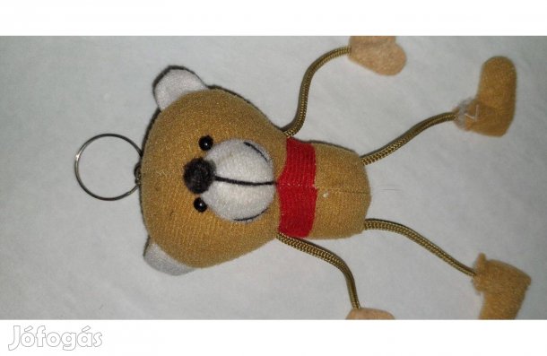 Vékony mellső-, és hátsó lábú plüss maci a fején kulcstartóval eladó