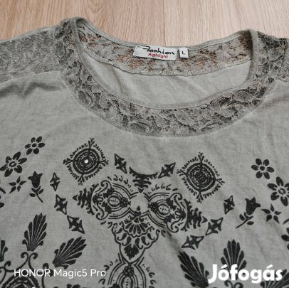 Vékony pamut női szürke felsőrész L