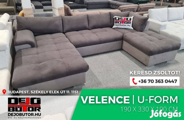 Velence kanapé ülőgarnitúra 190x330x190 cm sarok ualak grafit