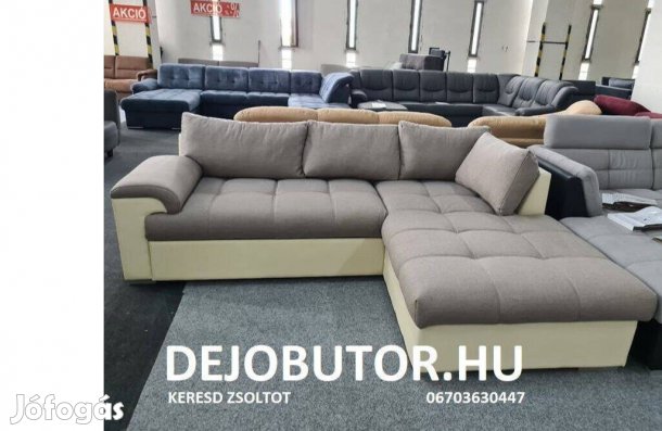 Velence rugós drapp sarok kanapé ülőgarnitúra 227x190 cm ágyazható
