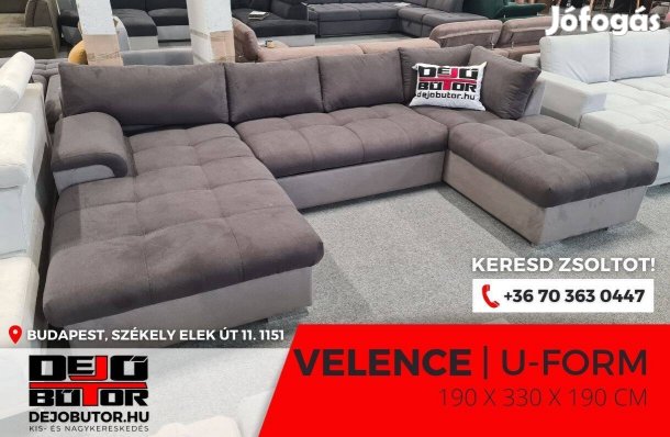 Velence sarok kanapé rugós ülőgarnitúra 190x330x190cm ualak barna gray