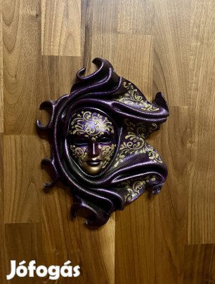 Velencei kézműves bőr és kerámia falra akasztható dísz