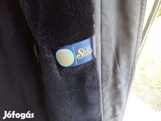 Velúr hatású női télikabát, szürke