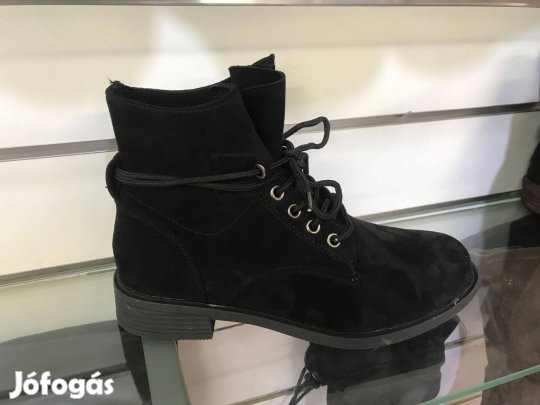 Velúros fűzős női boka csizma 38/39 !