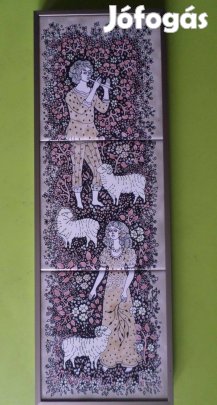 Vén Edit: Furulyázó fiatal bárányokkal (csempekép)