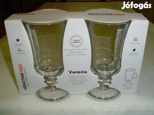 Venezia Hrastnik füles talpas üveg pohár kupa szett