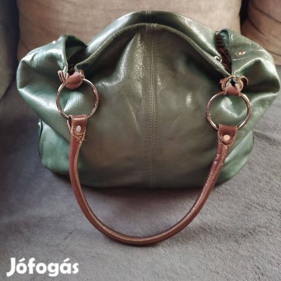 Venezia csodaszép női zöld bőr táska válltáska