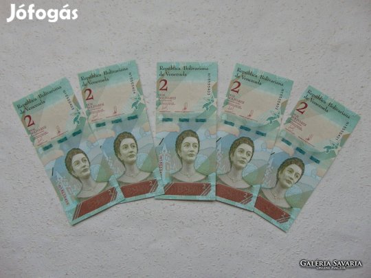 Venezuela 5 darab 2 bolivar 2018 Sorszámkövető Szép bankjegyek